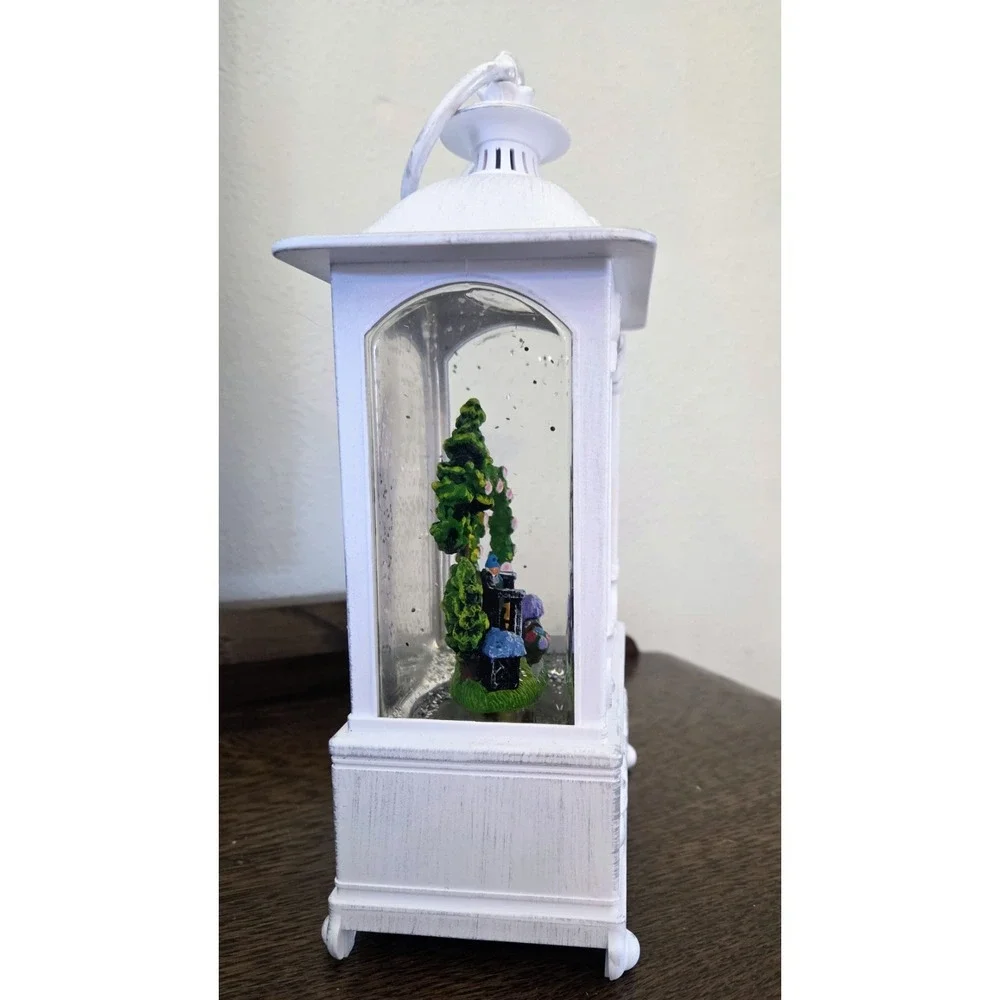 QVC Illuminated Glitter Globe Lantern‎ Summer Park Scene Hanging Freestanding